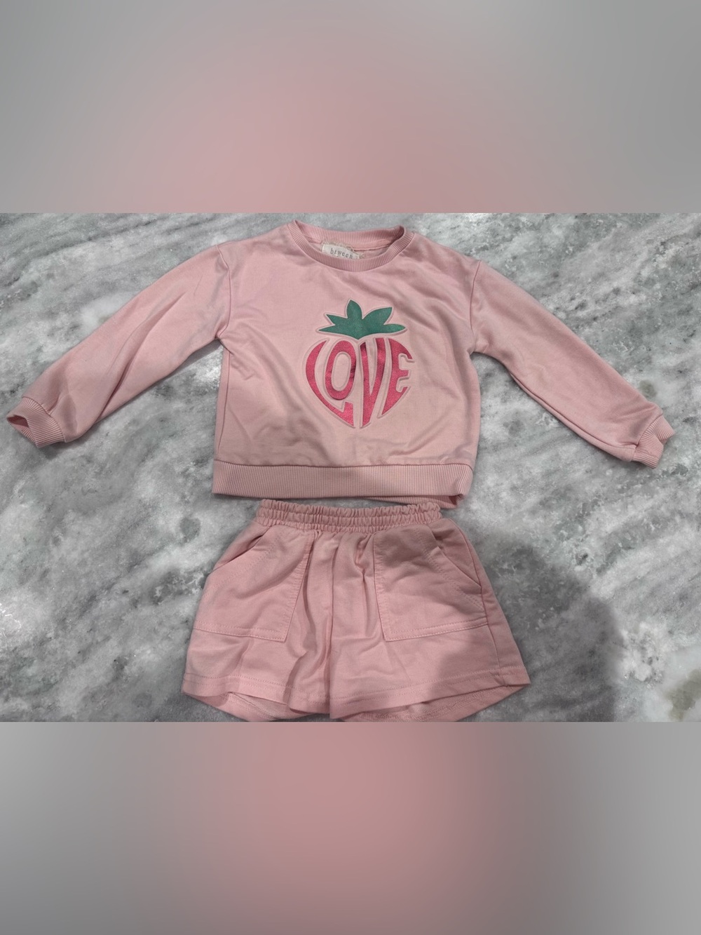 btween Pink Strawberry LOVE Two-Piece Set